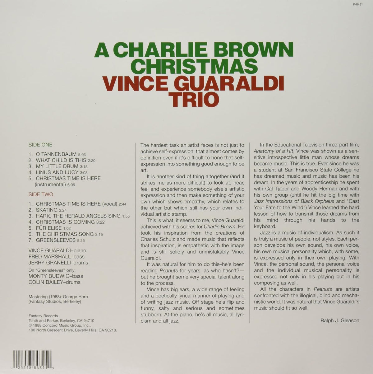 Vince Guaraldi Trio A Charlie Brown Christmas Vinyl LP (CHRISTMAS RED VINYL)