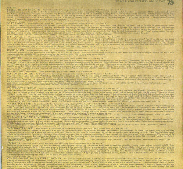 Carole King - Tapestry (LP, Album, Ter)