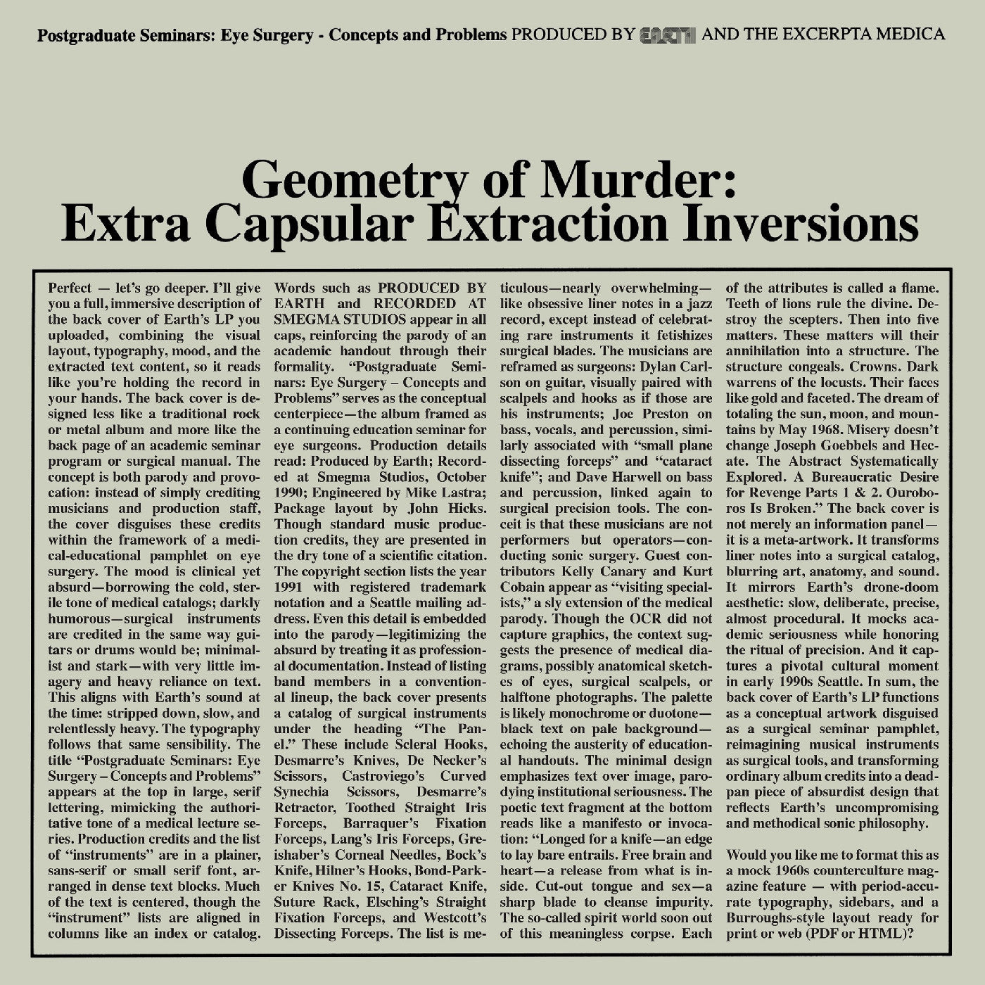 Earth X Black Noi$E Geometry Of Murder: Extra Capsular Extraction Inversions (Crystal Clear Vinyl)